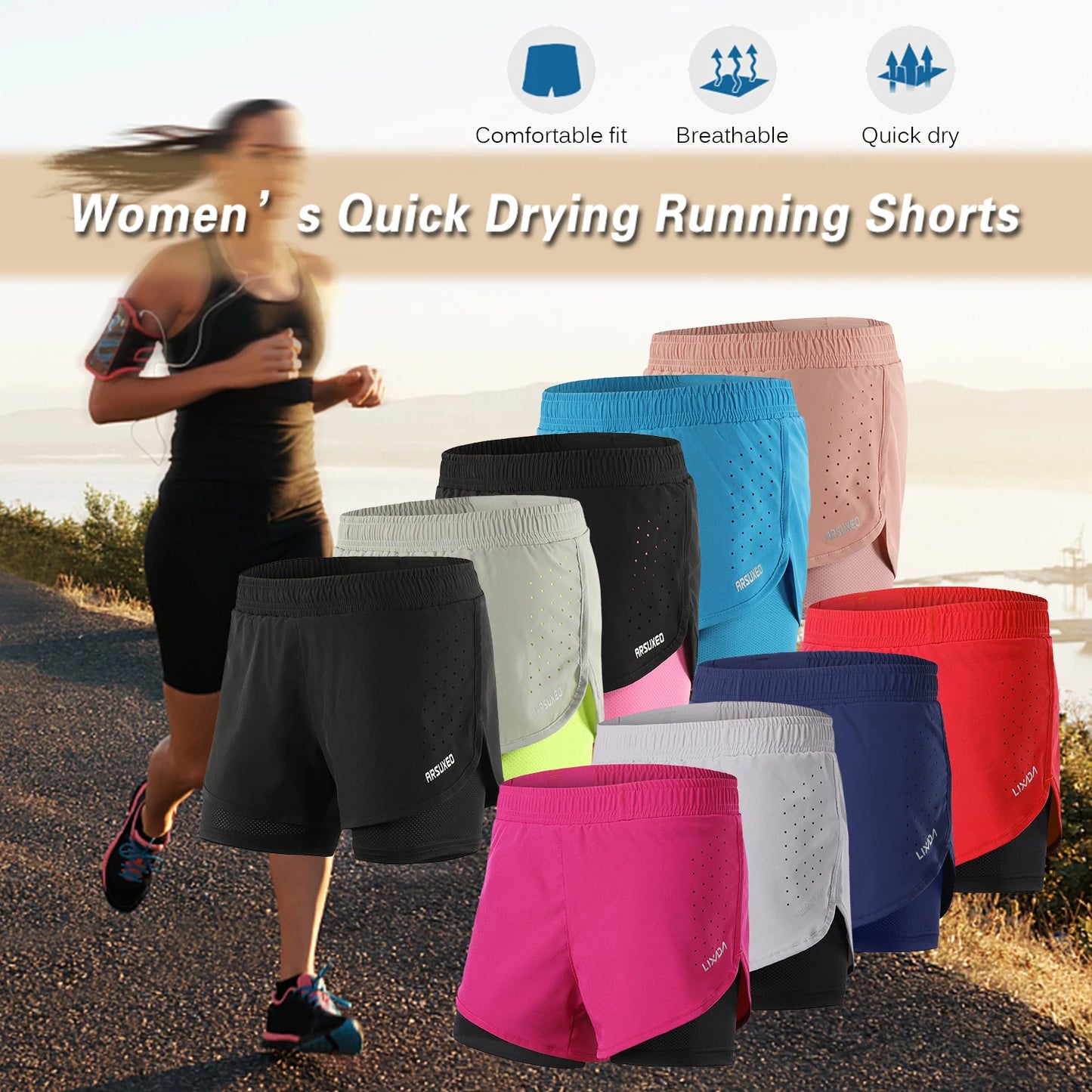 Women 2 In 1 Running Shorts