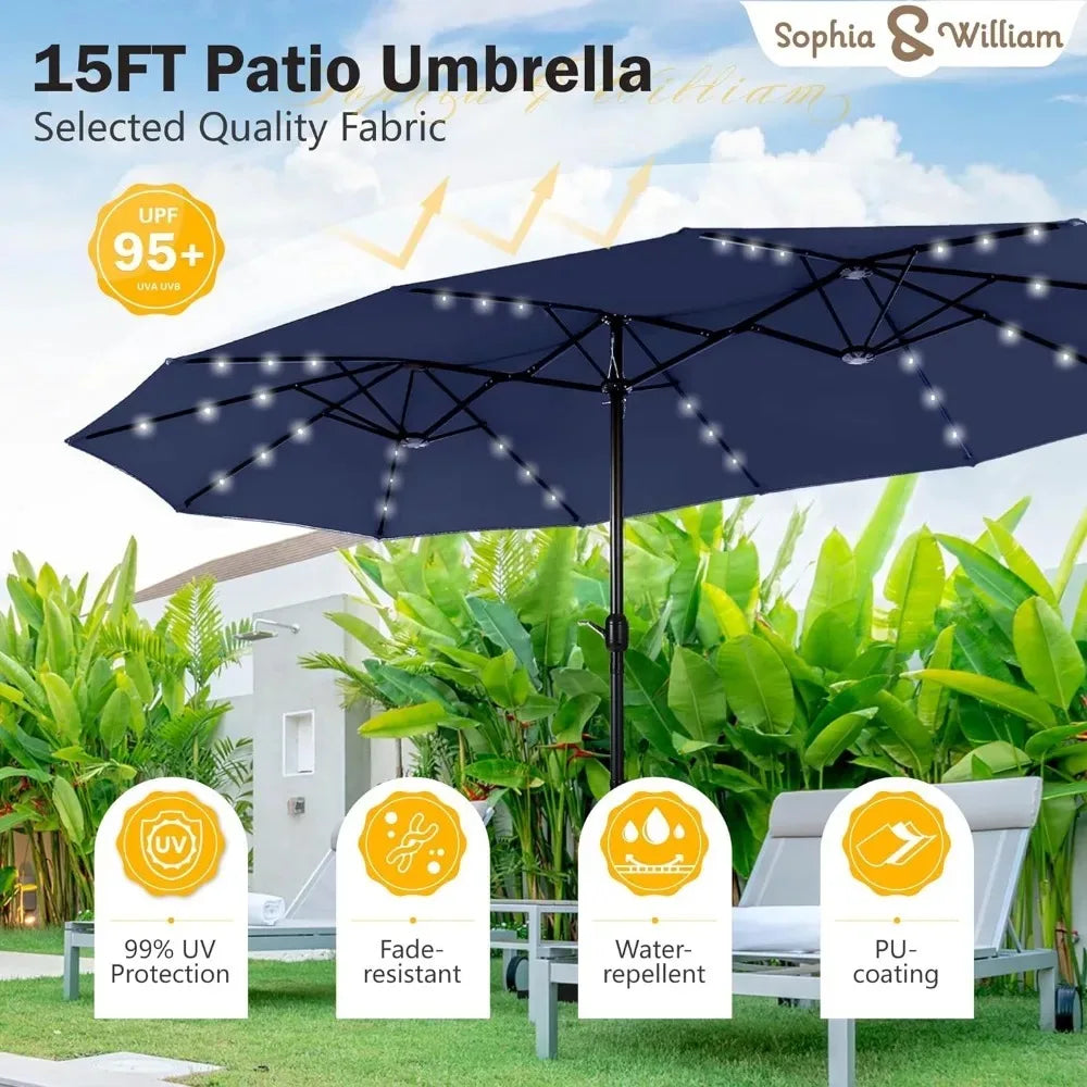 Large Patio Umbrella With Solar Lights