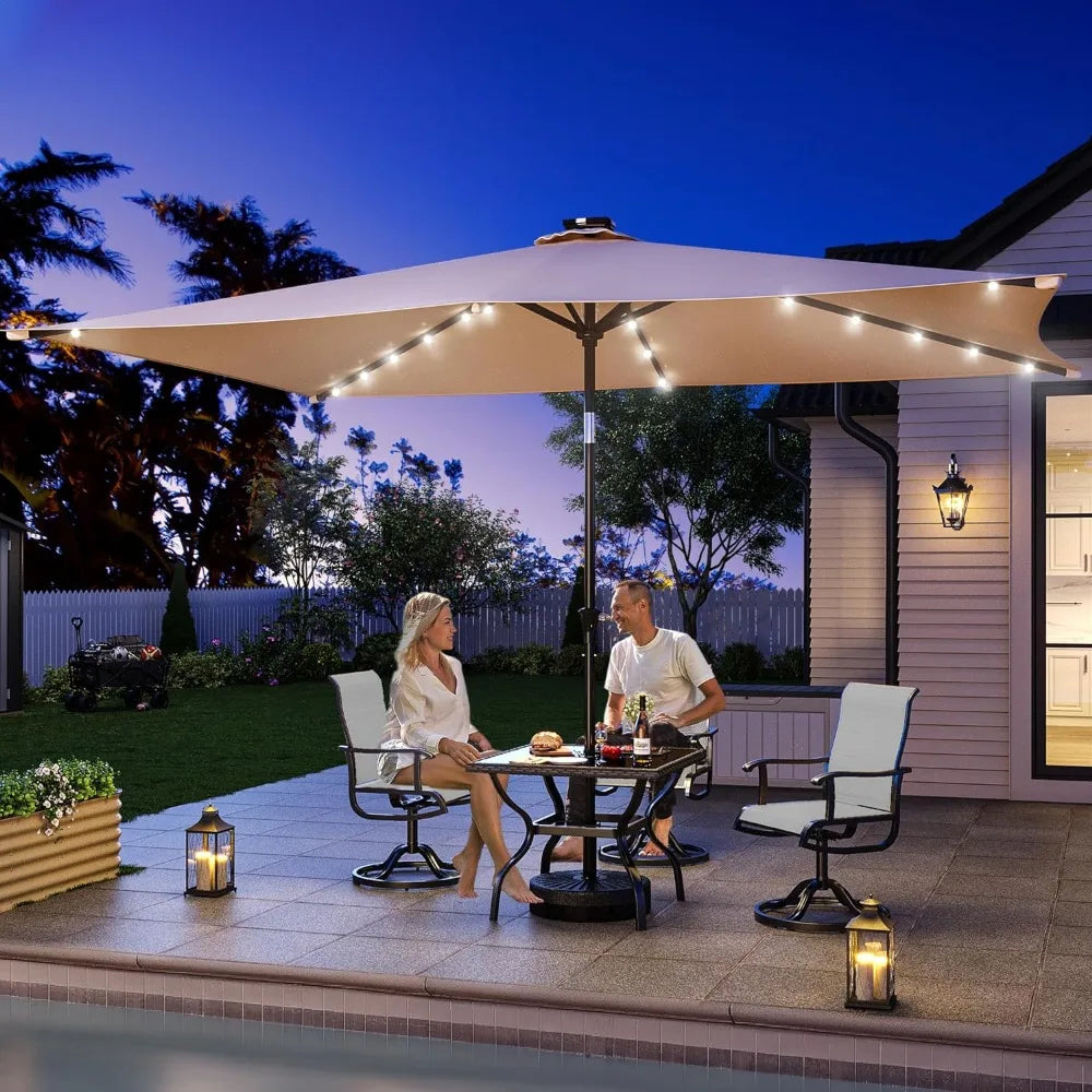 15ft Patio Umbrella w/Solar Lights