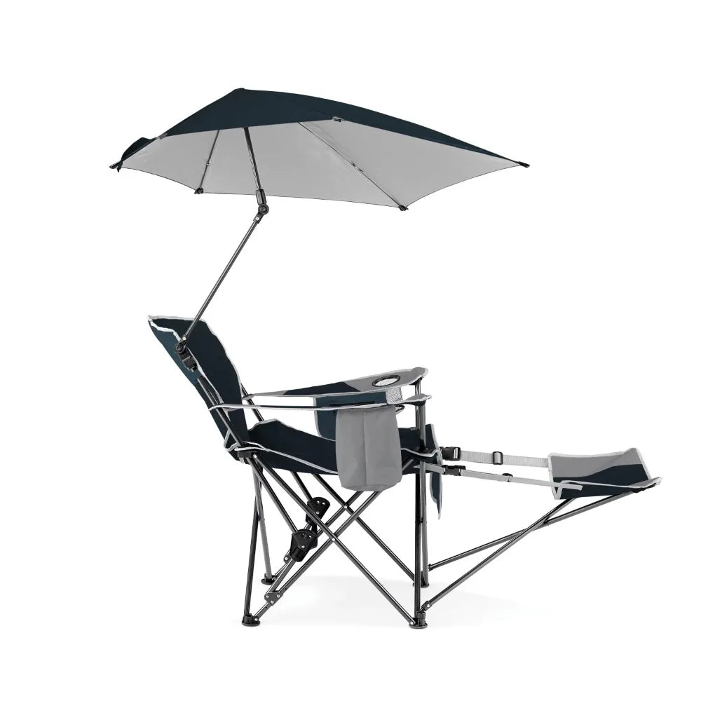 Lightweight Chair With Clamp-On Sun Shade - mygreatoutdoorescape