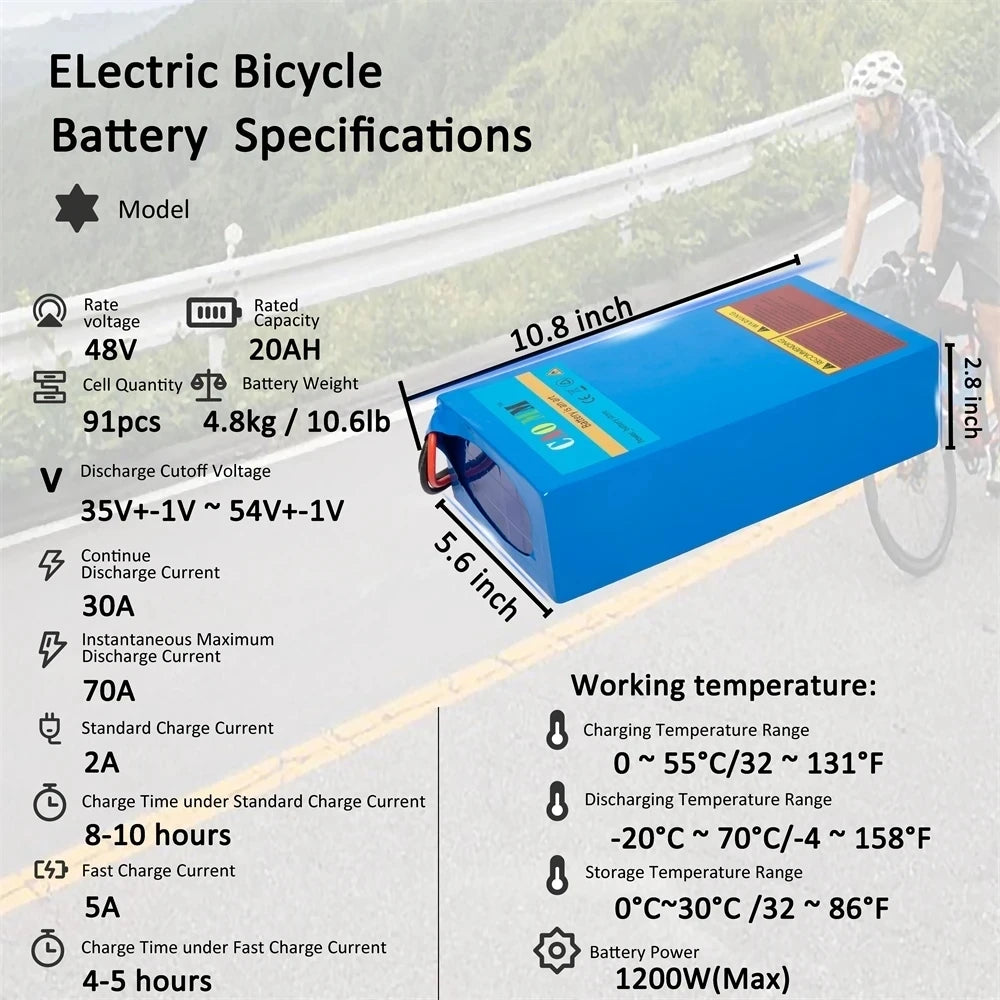 48V 36V 52V Electric Bike Battery with Charger - mygreatoutdoorescape