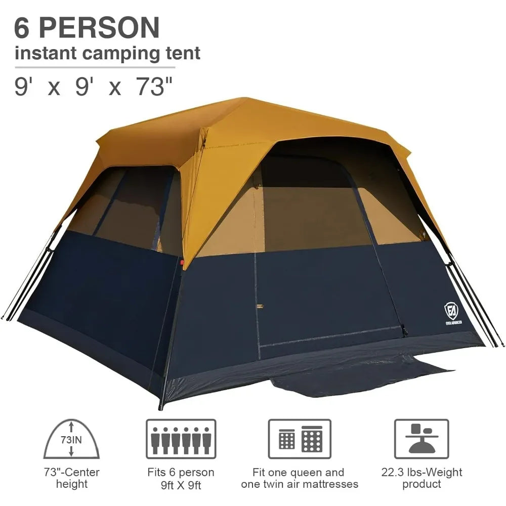 6 Person Camping Dark Tent with Rainfly