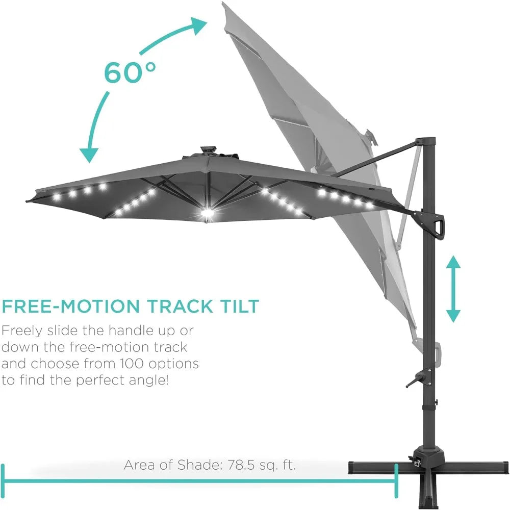 10ft Solar LED Cantilever Patio Umbrella