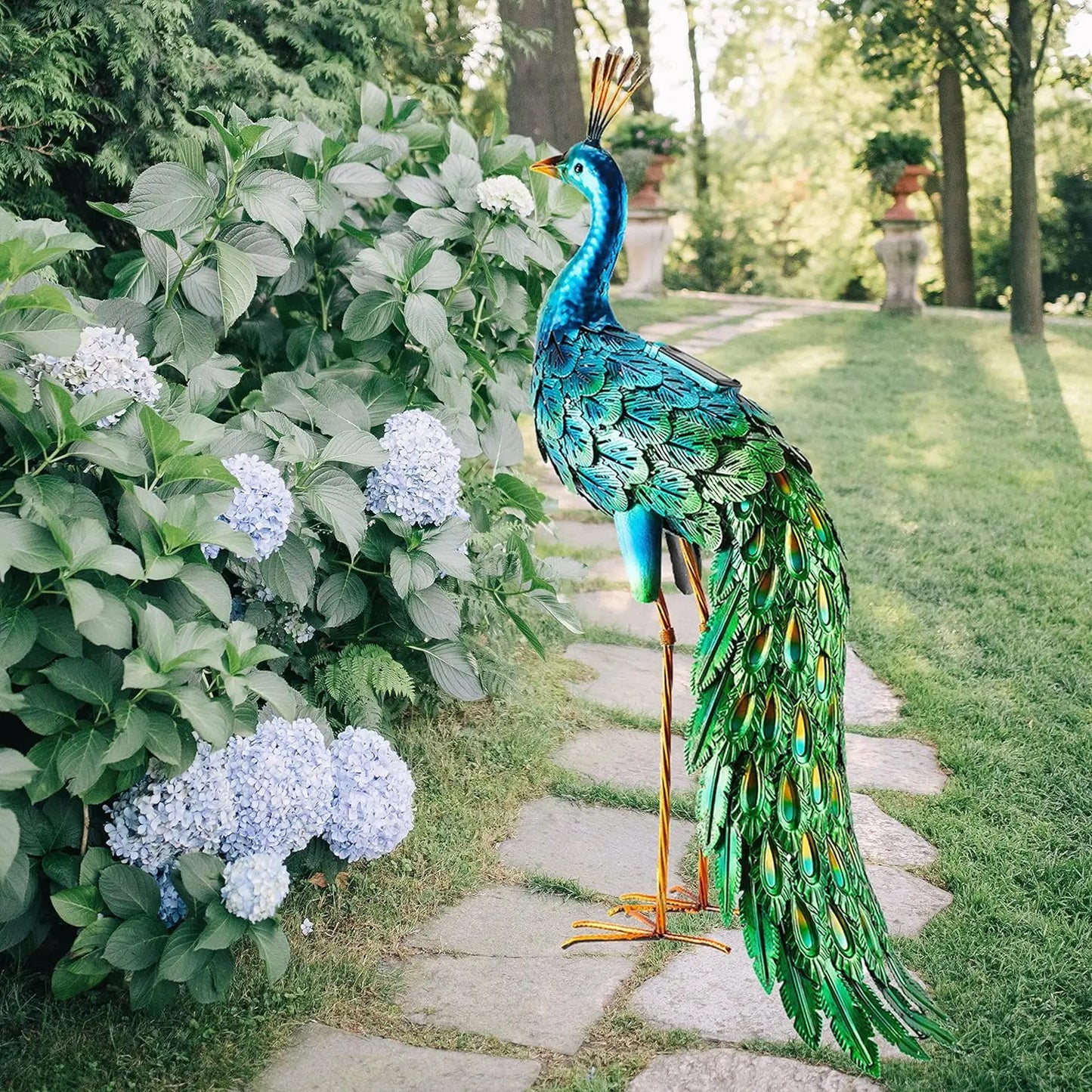 Outdoor Solar Peacock Statue