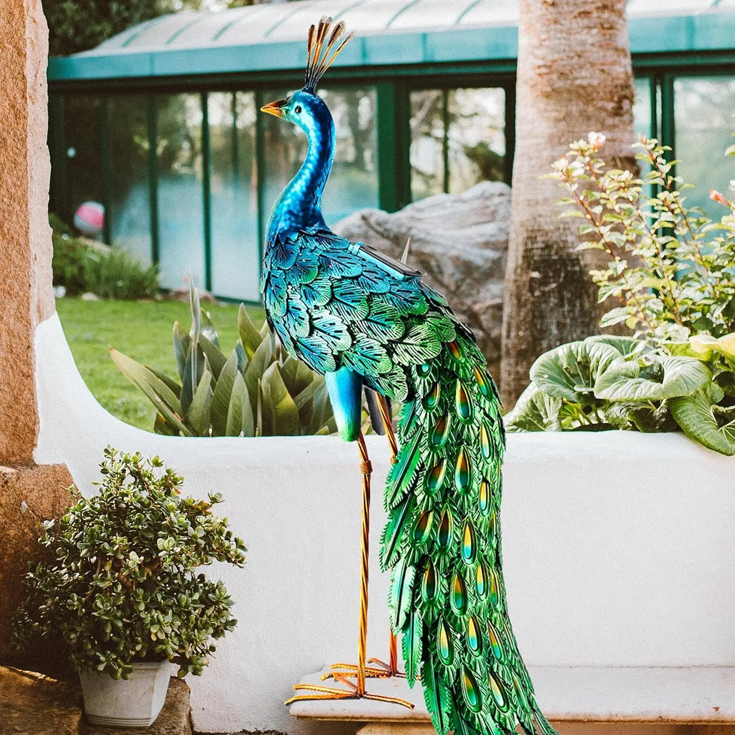 Outdoor Solar Peacock Statue