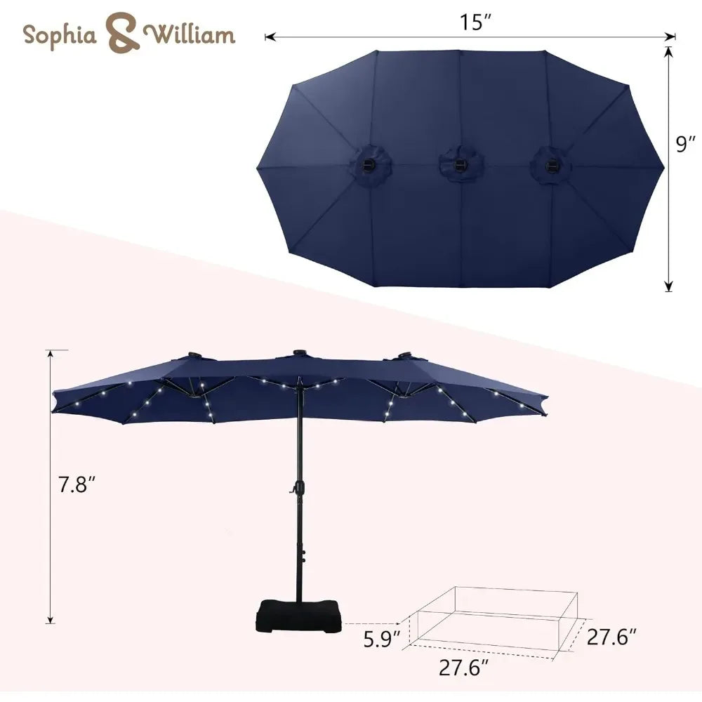 Large Patio Umbrella With Solar Lights