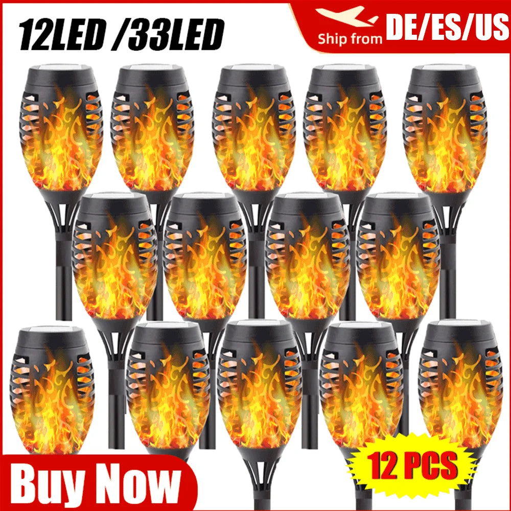 12/33 LED Solar Flame Lamp Outdoor Solar Torch