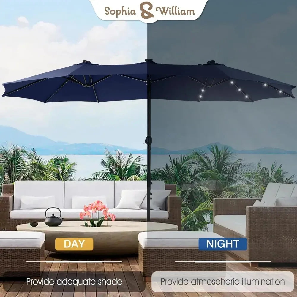 Large Patio Umbrella With Solar Lights