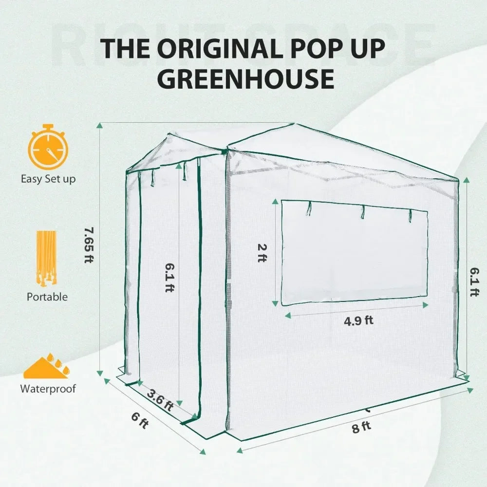 8x6ft Walk-in Pop-up Greenhouse