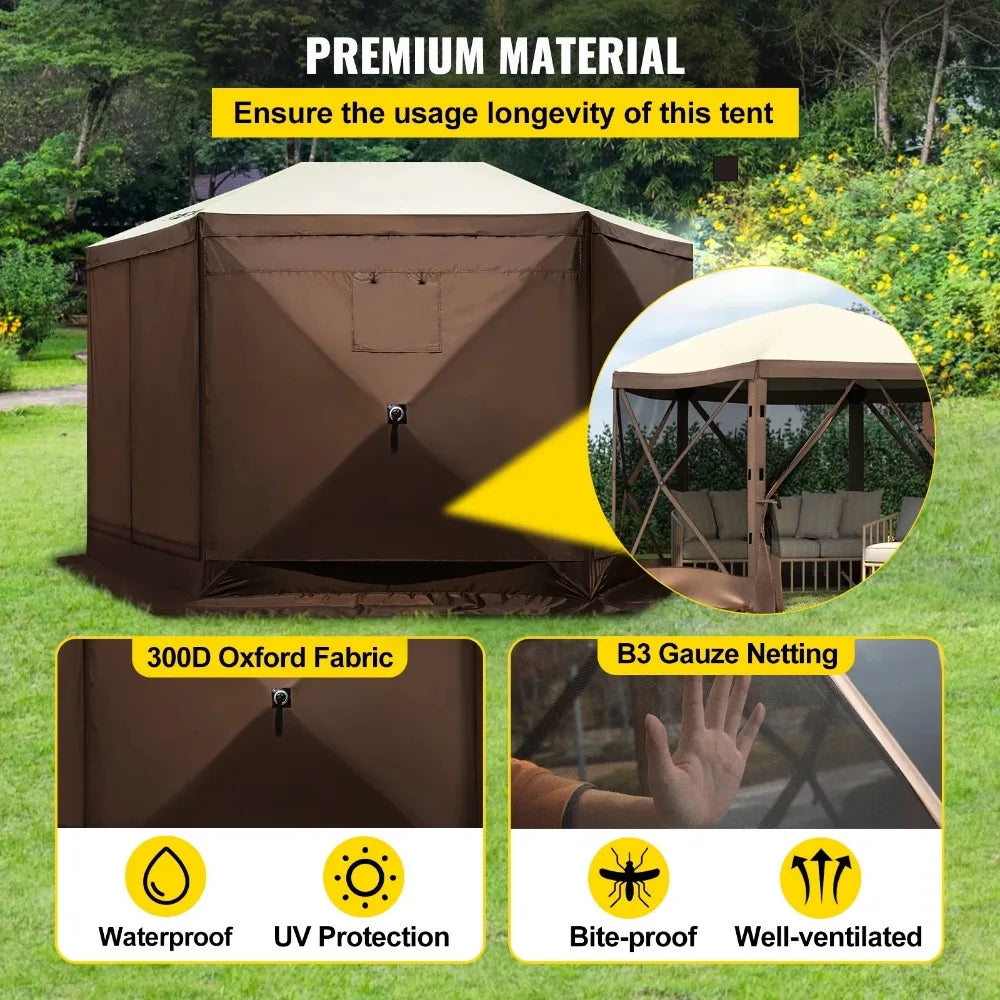 Gazebo Tent 12'x12' 6 Sided - mygreatoutdoorescape