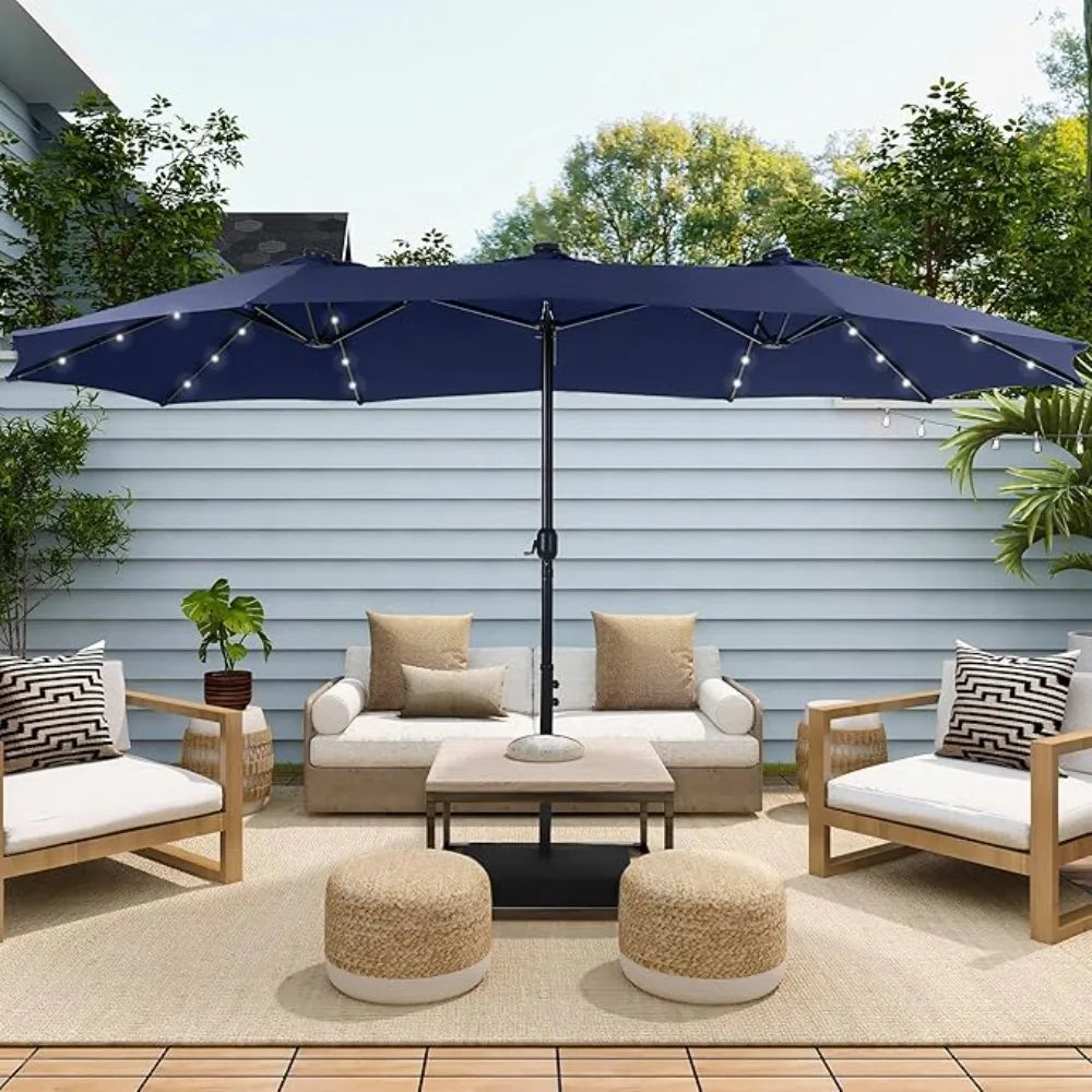 Large Patio Umbrella With Solar Lights