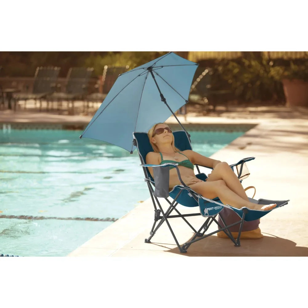 Lightweight Chair With Clamp-On Sun Shade - mygreatoutdoorescape