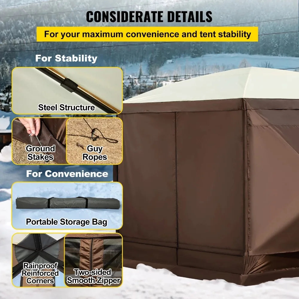 Gazebo Tent 12'x12' 6 Sided - mygreatoutdoorescape