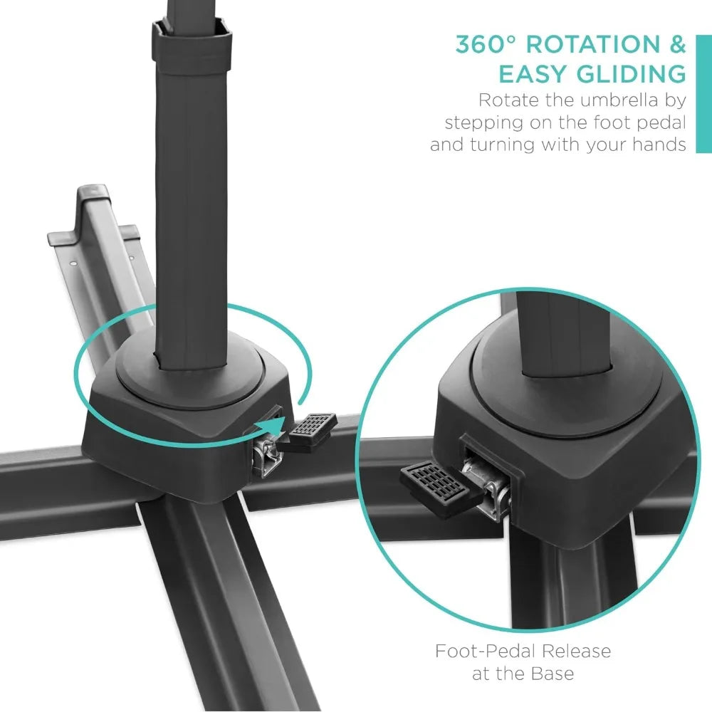 10ft Solar LED Cantilever Patio Umbrella