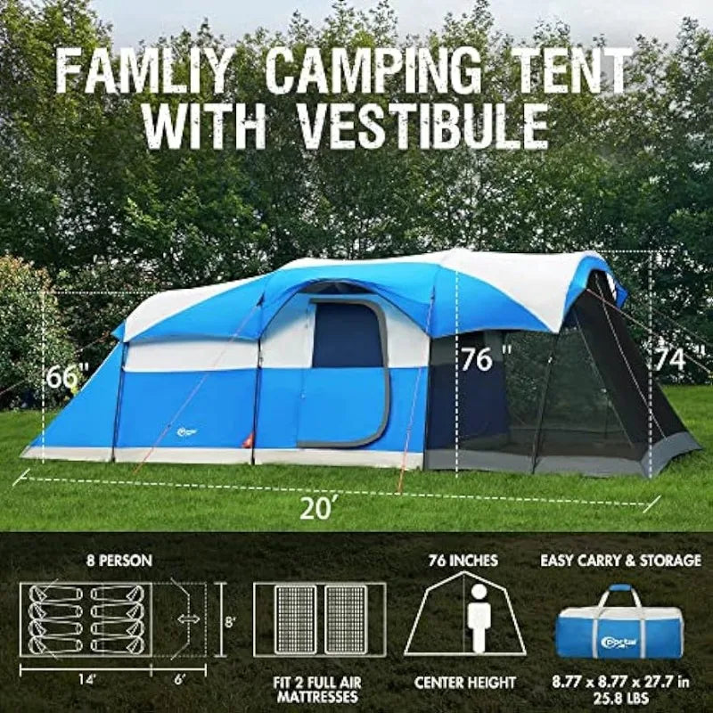 8 Person Family Camping Tent - mygreatoutdoorescape