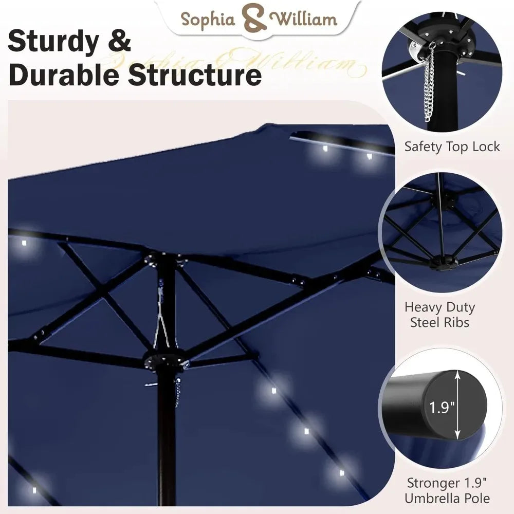 Large Patio Umbrella With Solar Lights