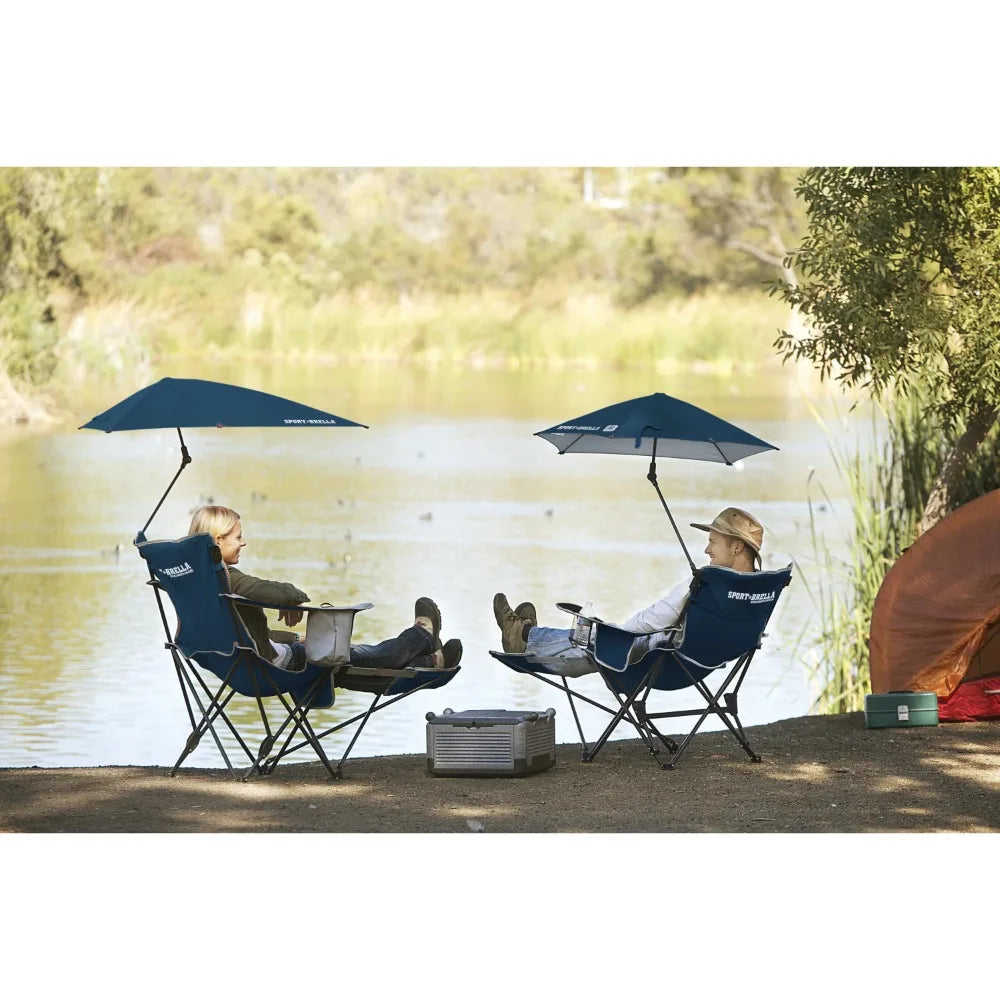 Lightweight Chair With Clamp-On Sun Shade - mygreatoutdoorescape